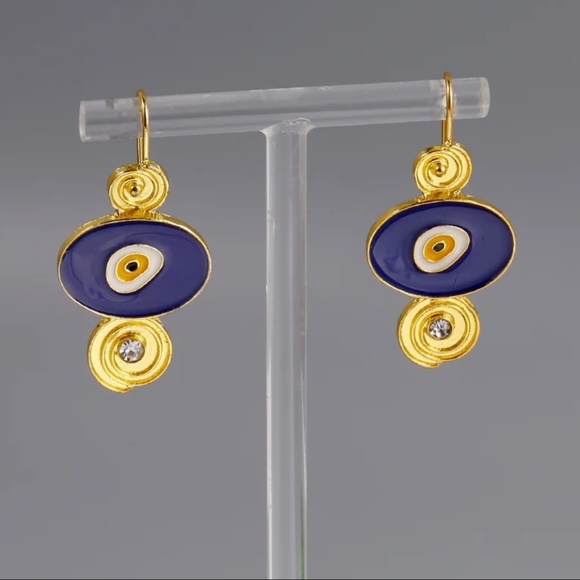 Evil Eye Earrings 14k Gold plated - Picture 4 of 7